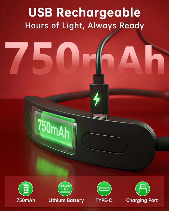 Leeslamp Boek - Boeklamp Klem - Ontspannen Lezen - Rood Licht Modus - 1 Watt - Zwart — afbeelding 3