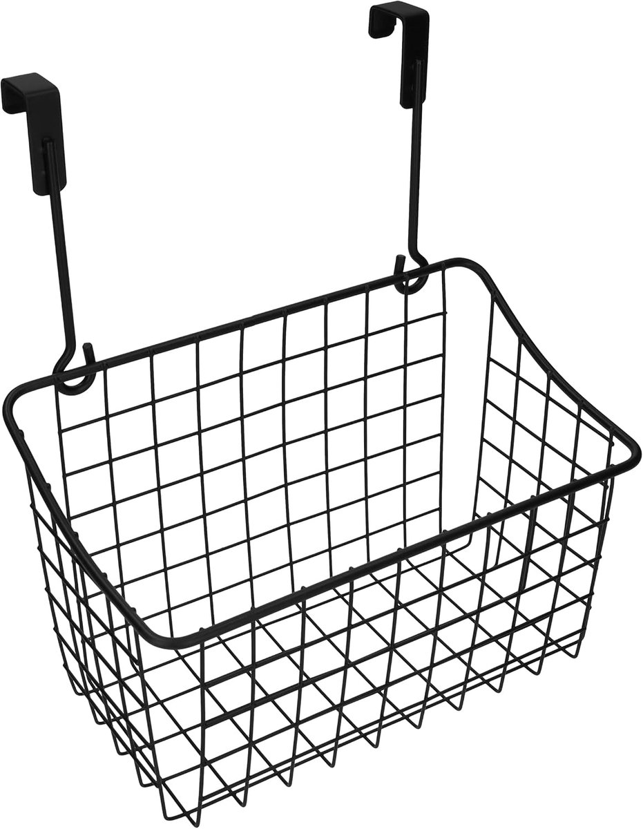 Opbergrek met wandmontage - Wandrek - Organizer - Hangend opbergrek - Metaal - Zwart - 13,5 x 25,5 x 29 cm