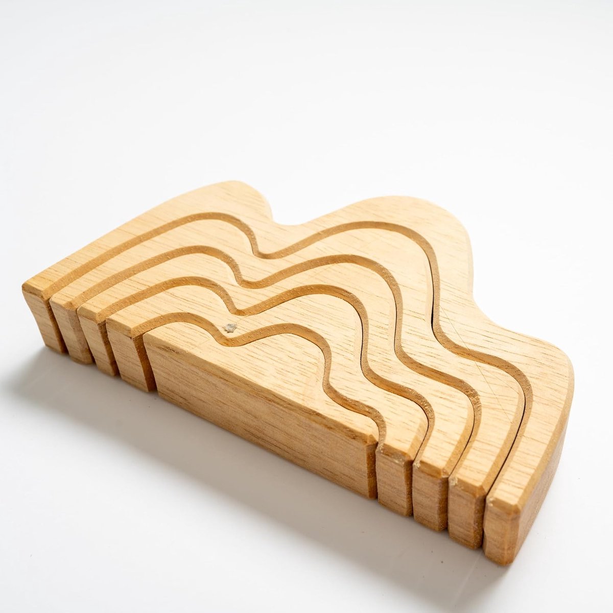 Regenboog van natuurlijk hout, ongelakt, 5 stuks, stapelbaar, Montessori Waldorf speelgoed voor baby's en kinderen vanaf 3 jaar, decoratieve sensorische blokken, origineel cadeau