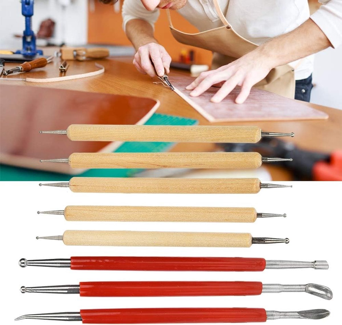 Transfer Stylus, Carving Stylus Tool Lepel Dubbele Tracing Tool Head Point Drill Pen Kit Set 8Pcs DIY Handgemaakte Leather Craft