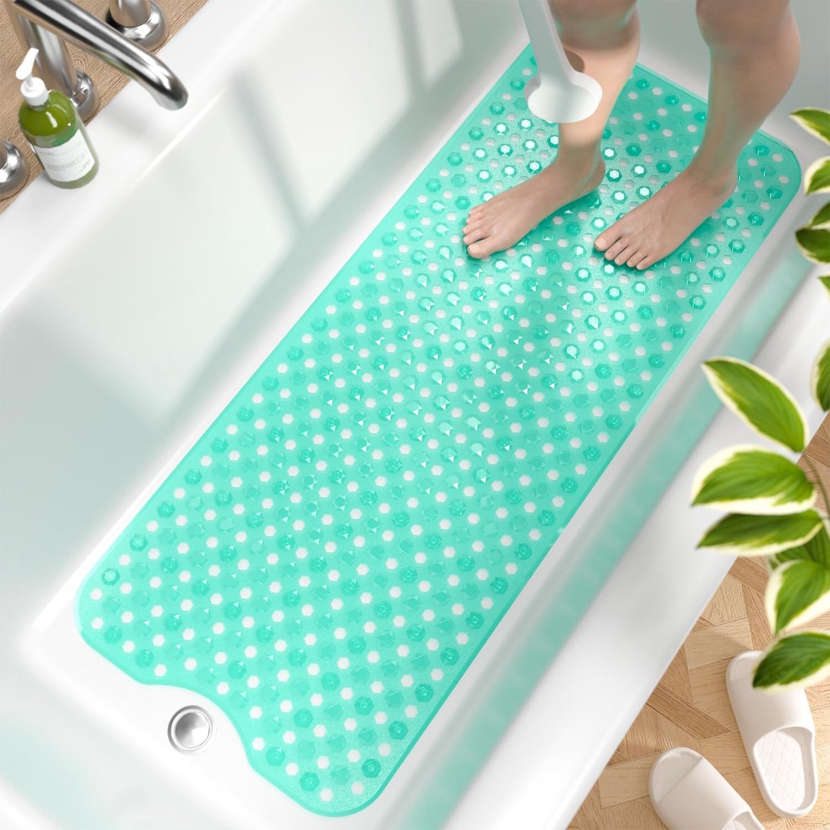 Antislip badmat, 101 x 40 cm, diamantgroen