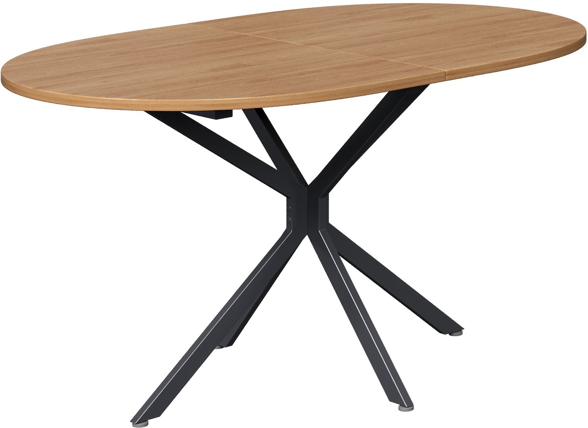 Ovale Eettafel - Moderne Eettafel - Eettafel MDF - Metalen Poten - Stabiel - Compact - Eetkamer - 120x80x75,5cm - 4-6 Personen - Natuur