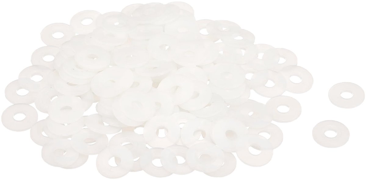 120 stuks M4 nylon platte afdichtingen 4 mm ID 12 mm OD 1 mm dik sluitringen kunststof blad afdichting bevestigingselement afdichtingsring, wit