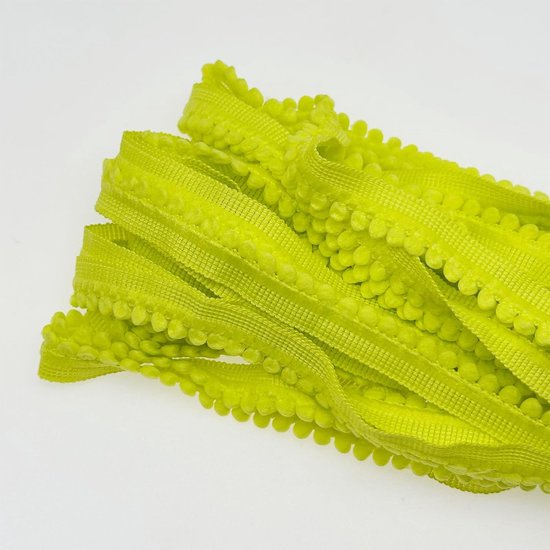 11 yard poms ballen franjes franjes franjes pompons van kant met pompon om te naaien, knutselen, party, decoratie, 15 mm, lichtgeel — afbeelding 5
