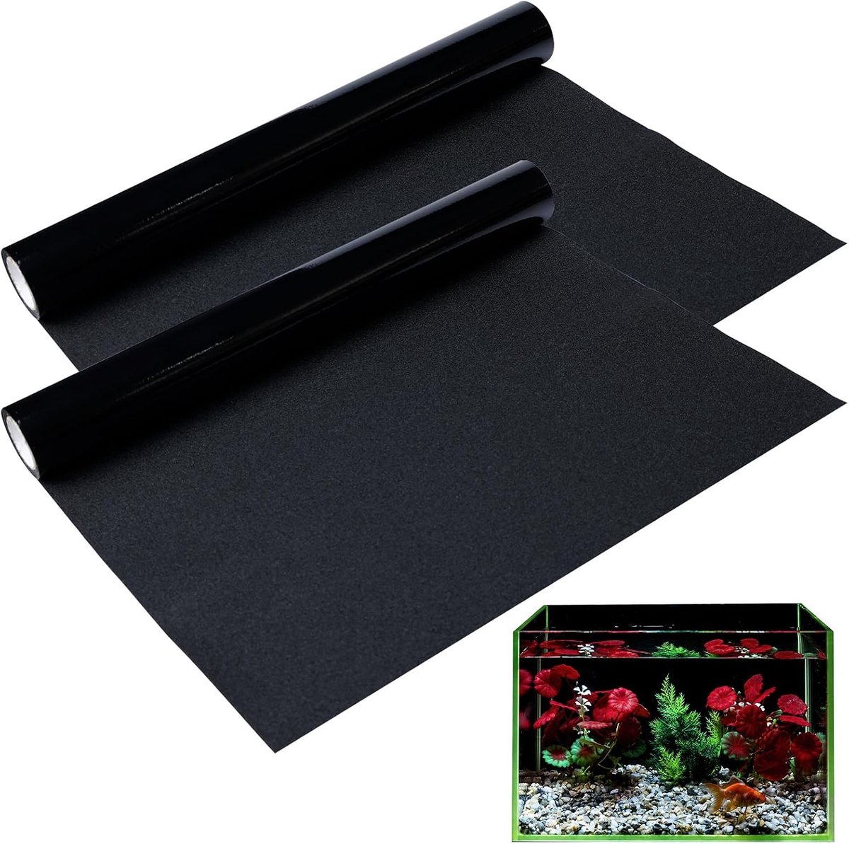 2 stuks zwarte statische aquariumachtergrond, statisch hechtende aquariumachtergrond, zwart, 30 x 200 cm pvc aquariumachtergrond, aquariumachterwandfolie, aquariumfolie, zelfklevend, voor aquarium