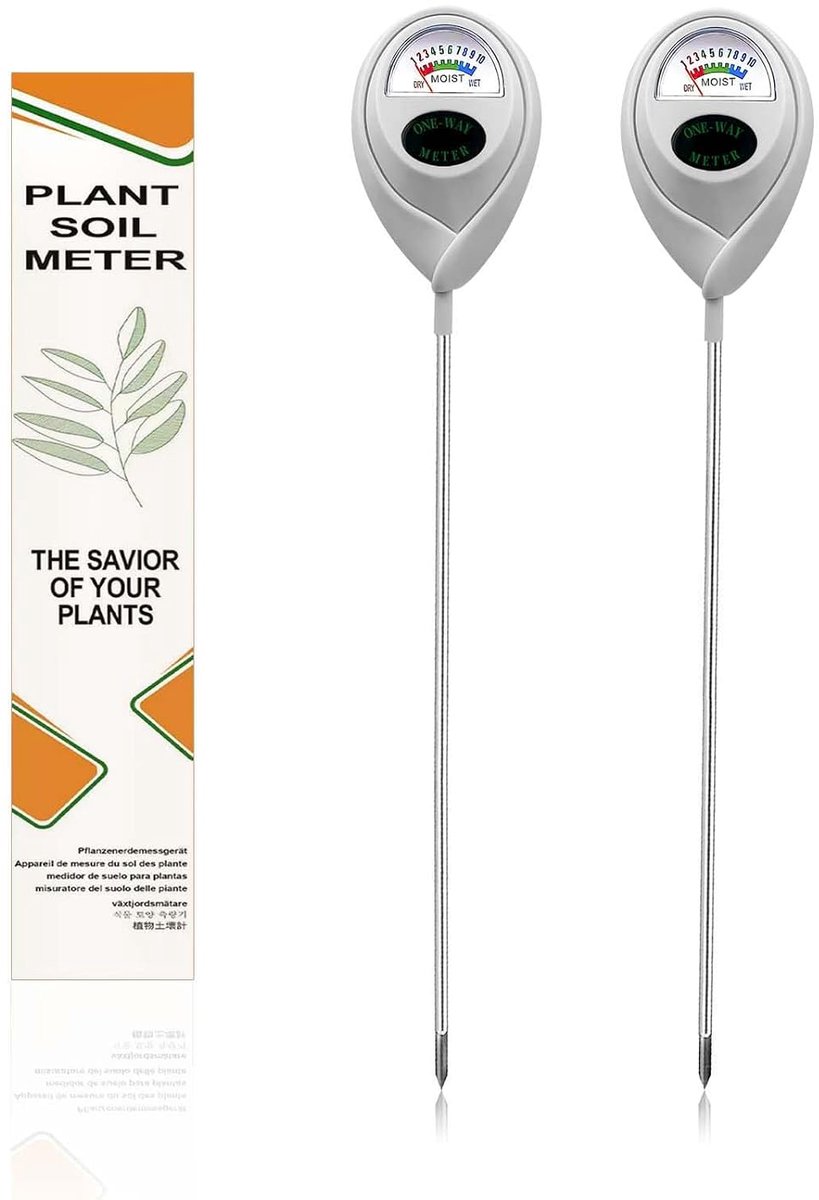 Bodemvochtigheidsmeter lange sonde - 2 stuks - hygrometer voor tuin en landbouw - meet diep bodemvocht - SnelShoppen