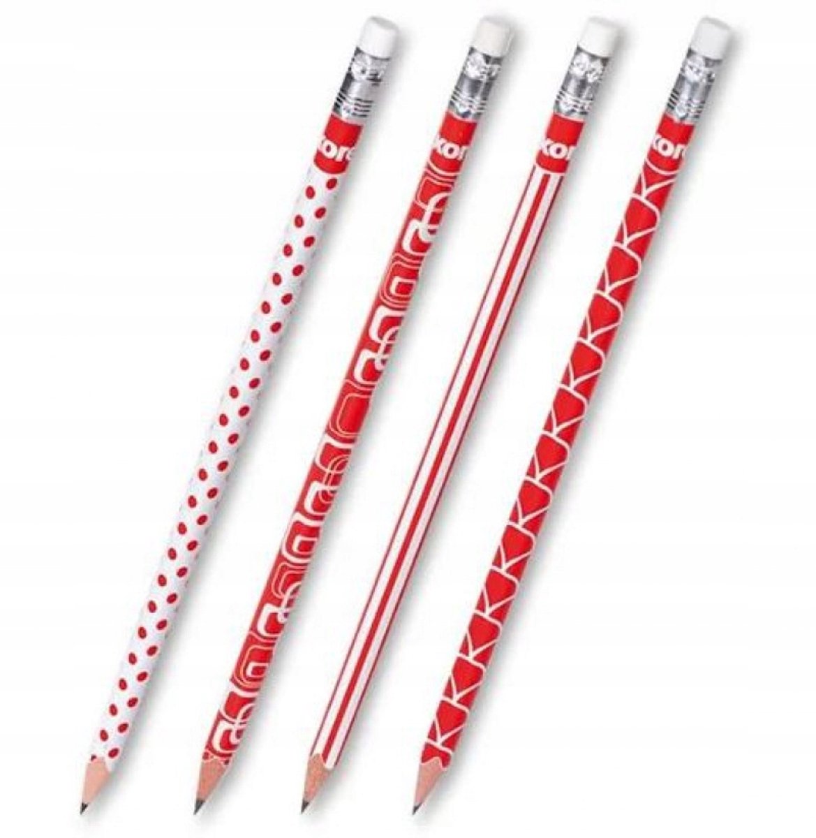 Kores Driehoekige Potlood HB Rood-Wit - Ideaal voor school