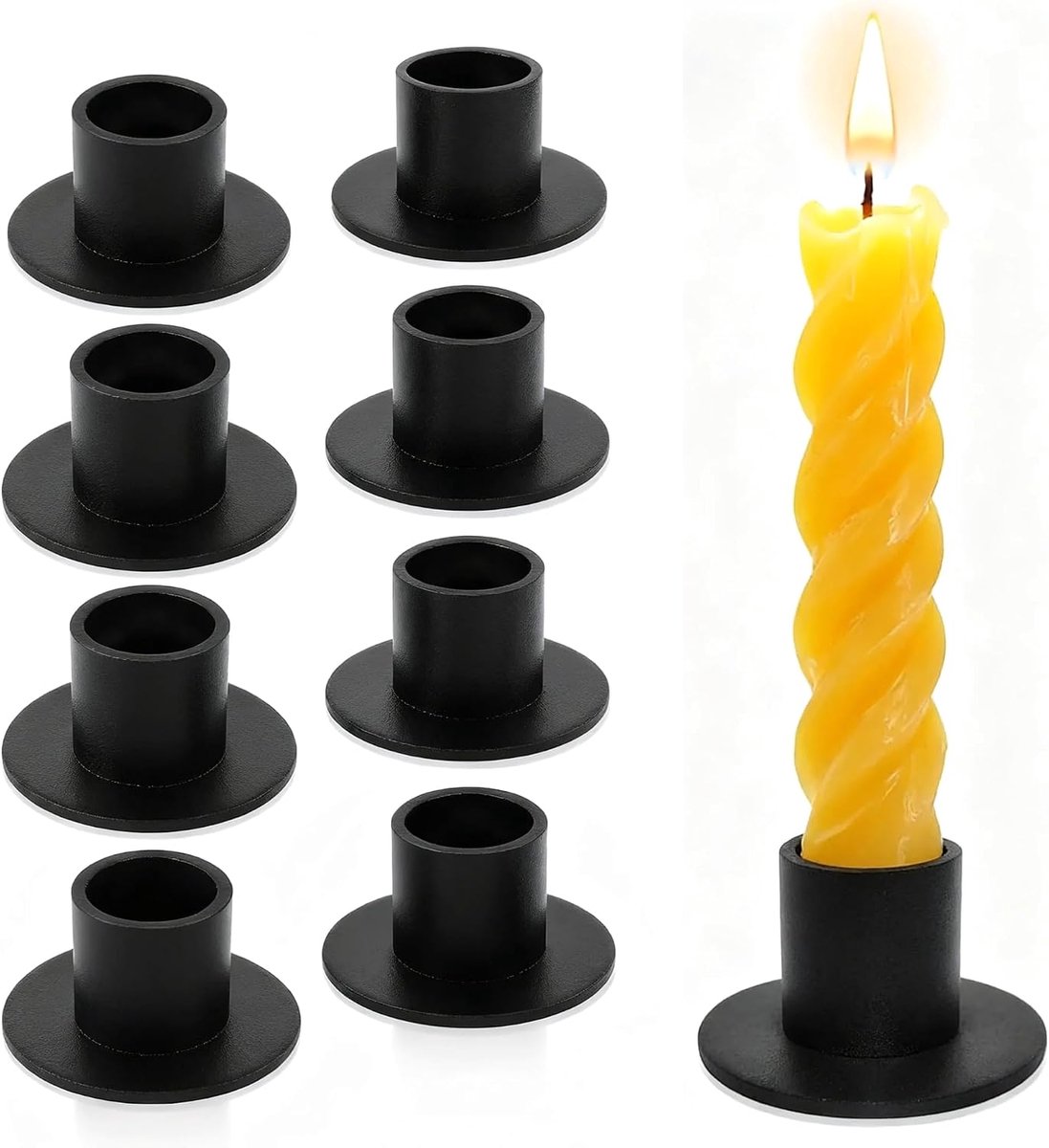 8 Stuks Zwarte Kaarsenhouder, Metalen Kaarsenstandaard Voor Lange Kaarsen, Moderne Decoratie Voor Woonkamer, Eetkamer En Huwelijk (Zwart)