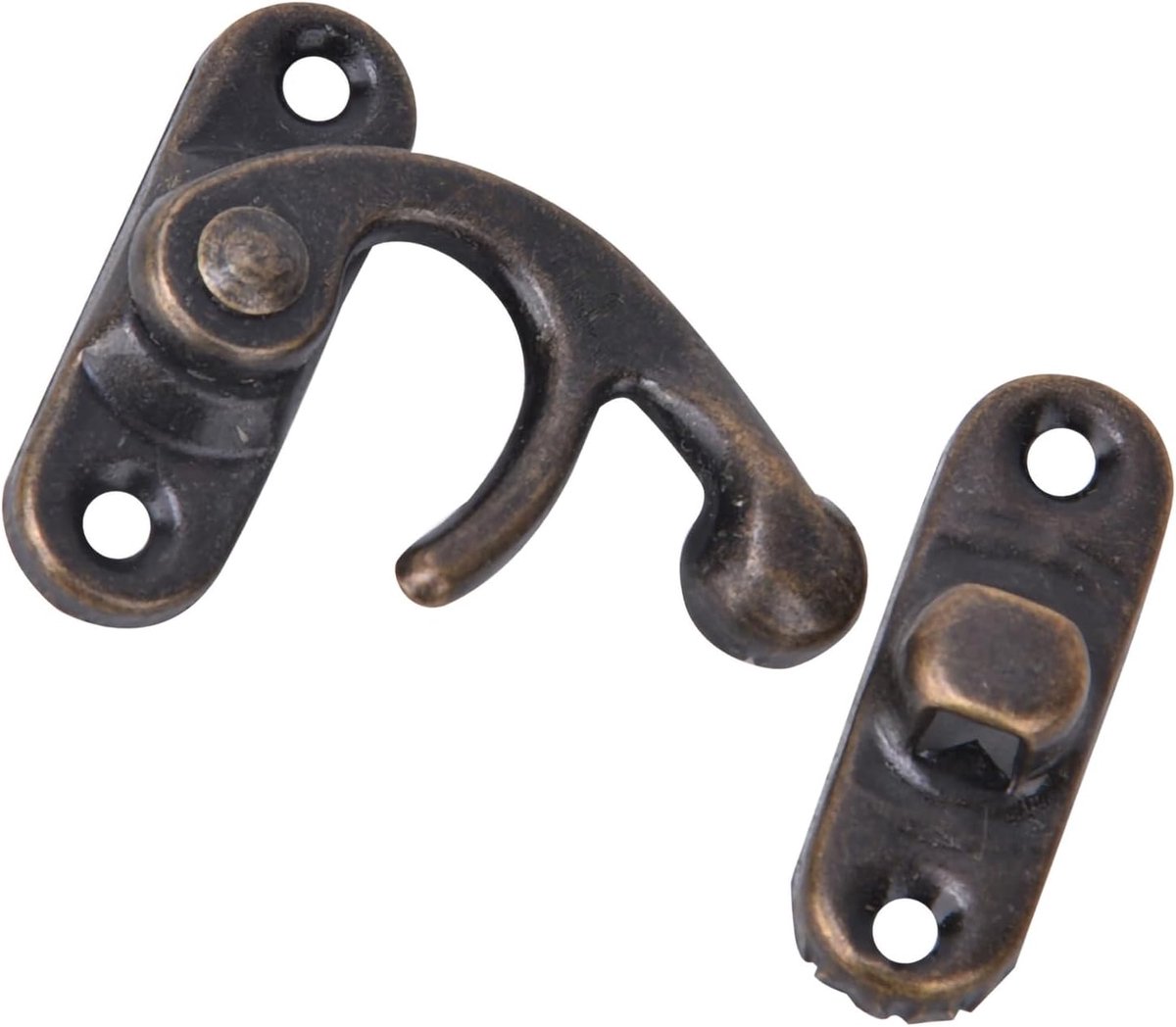 30 Stks Kleine Doos Latch Hasps Antieke Rechts Latch Hook Hasp Retro Stijl Ijzeren Latch Hook Hasp voor Sieraden Gift Vervanging Schroeven Antieke Rechts Latch Hook Hasp (bronzen rechtse hoek)