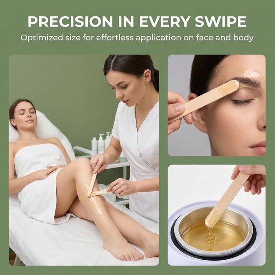 Spatels, waxing van hout, waspatel, cosmeticaspatel voor warme was, sugaring, ontharing, houten stokjes voor wenkbrauwen, gezicht, lichaam, beauty, studio, doe-het-zelf — afbeelding 3