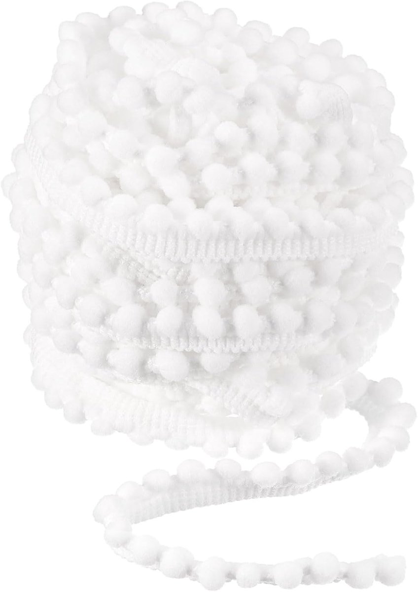 Pompons, bal, franjes, lint, naai-accessoires, knutselen, voor thuis, gordijn, kleding, kussens, decoratie, 5 mm, wit