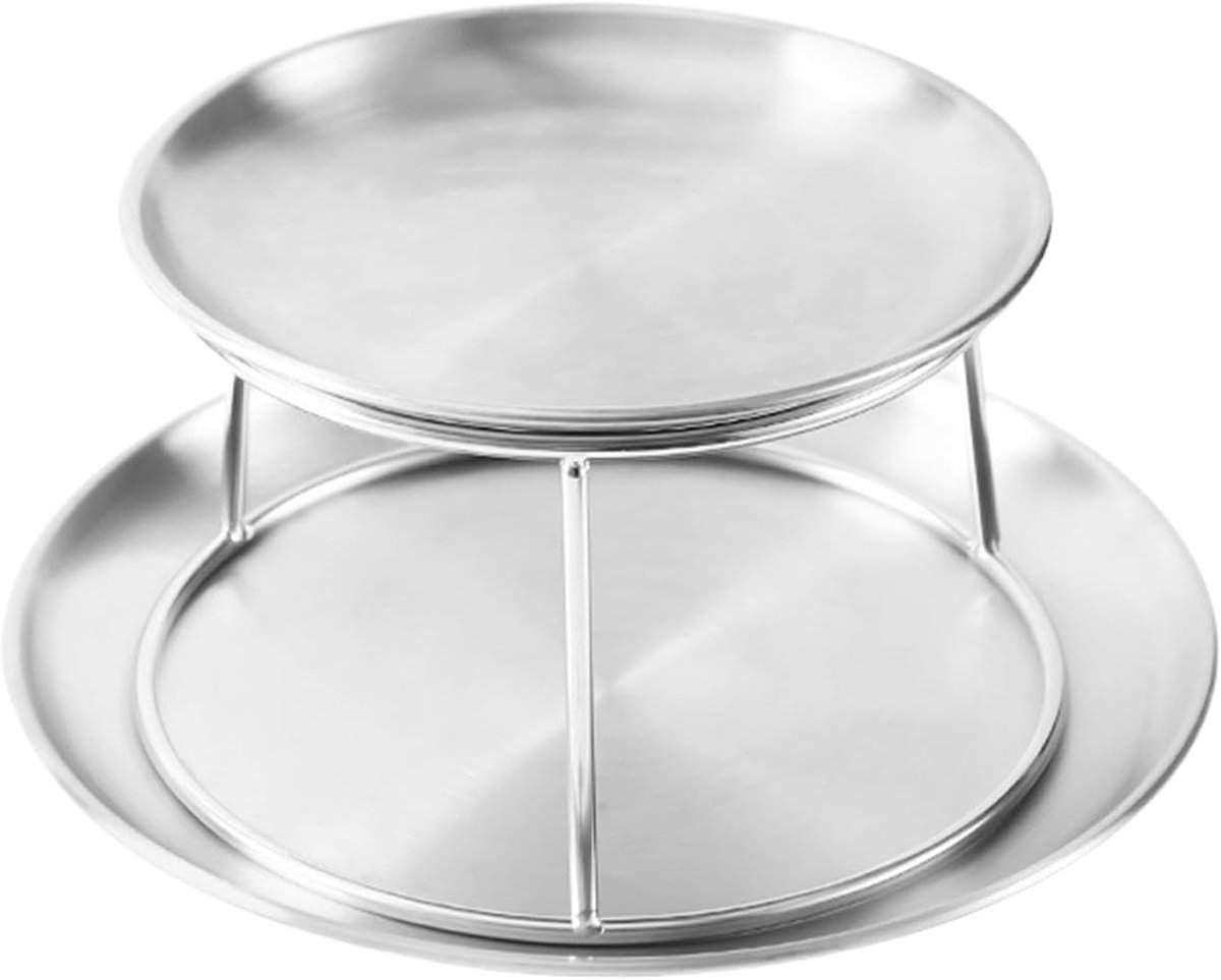 Zeevruchtentoren met Tribune - 2 Tier Gekoelde Vertoningsschotel voor Buffetten | Rvs 2 Tier Ronde Dienblad Set Met Stand Voor Gekoelde Zeevruchten Oestertoren Display Bij Buffet Partijen Restaurants