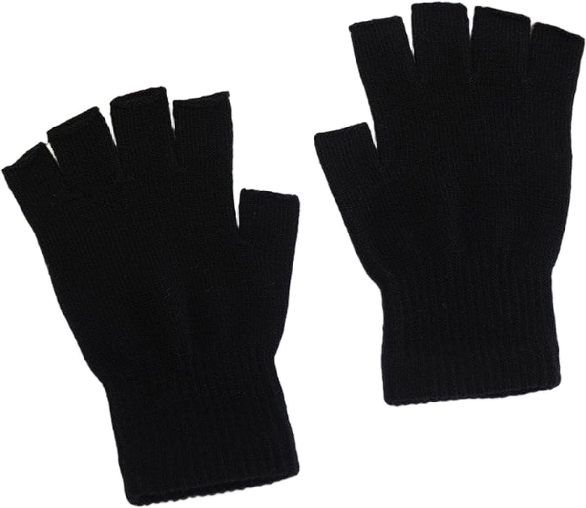 Handschoenen - Warme handschoenen zonder vingertoppen - Vingerloos - Fingerless gloves - Zwart - One size - Jonyx