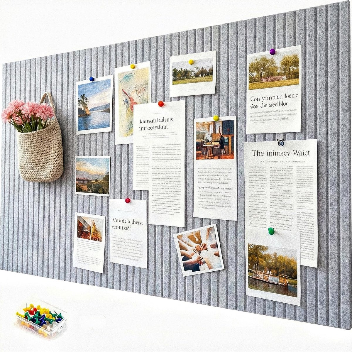 zelfklevend vilten prikbord, 90 x 60 cm, modern zelfklevend viltbord, alternatief van dik vilt, veelzijdig prikbord voor kantoor, keuken, wanddecoratie, lichtgrijs