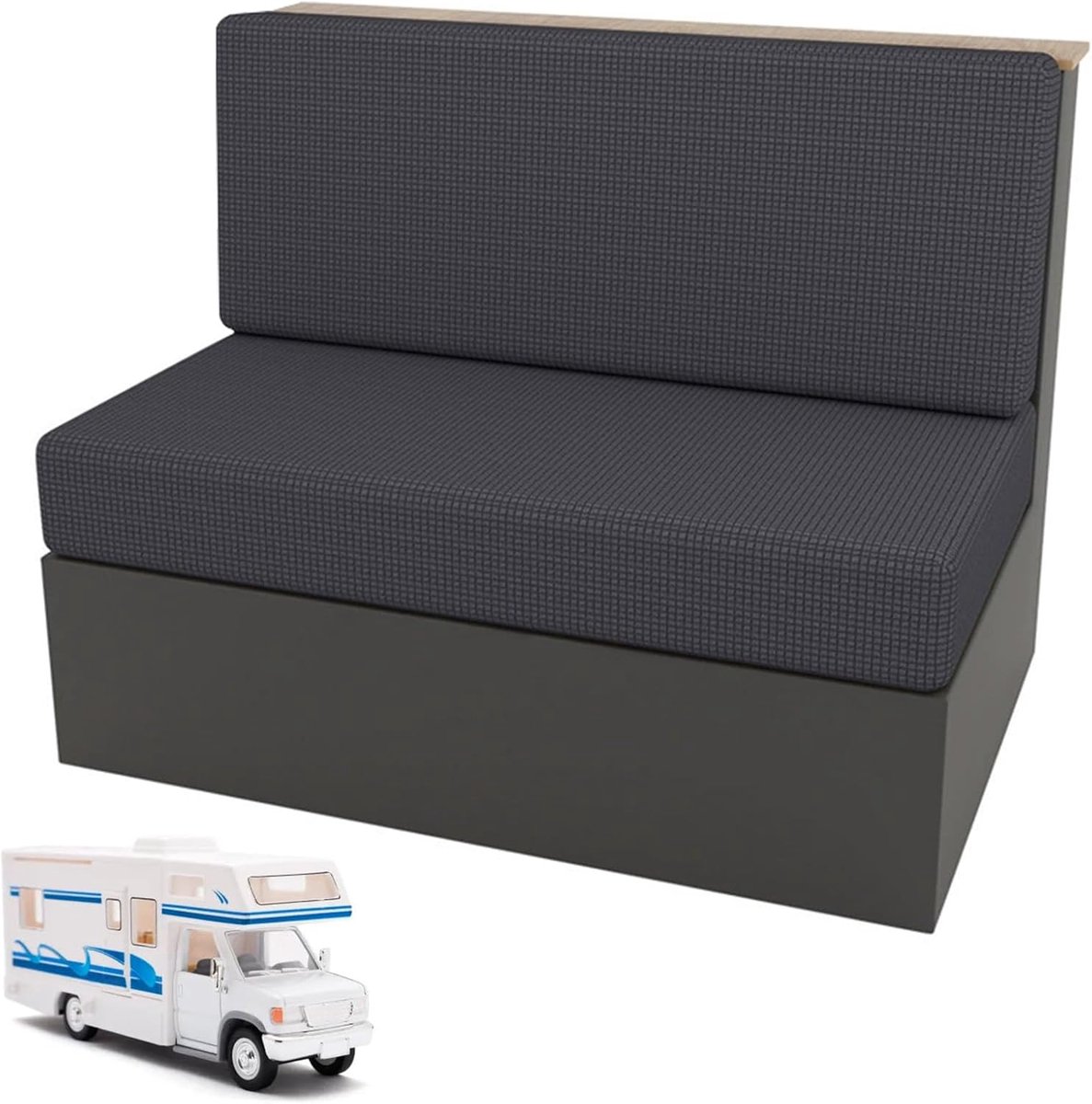 Kussenslopen, 1 set spanhoezen, 2 stuks, voor bank, RV-zithoezen, caravankussen, bankovertrek, stoelhoezen, camperstoelhoezen voor aanhanger, camper, wasbaar (donkergrijs)