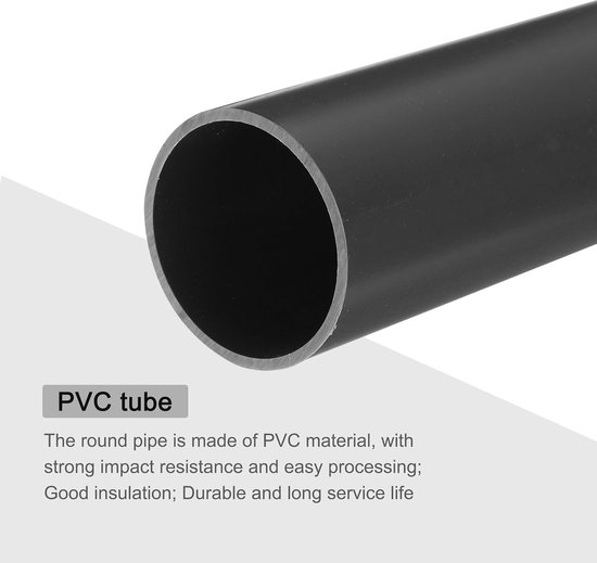 Pvc-buis, diameter 45,2 mm, lengte 200 mm, ronde kunststof buis voor tuin, aquarium, waterleiding, kabelgoot, ventilatiebuis (lichtgrijs) — afbeelding 3