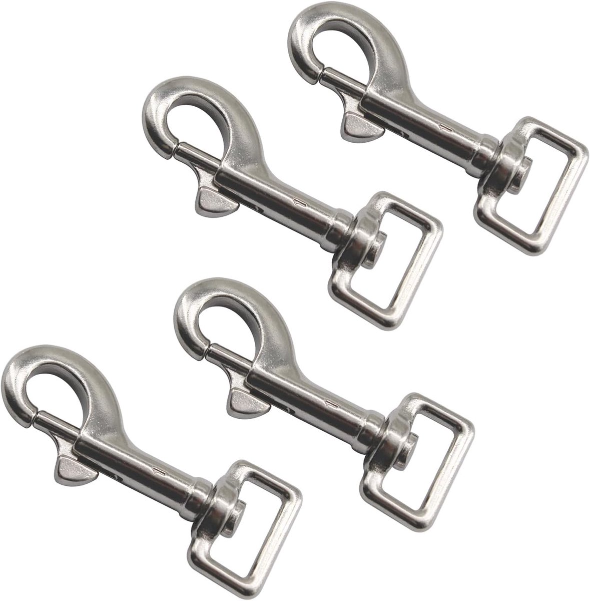 (4 stuks) 60 mm draaibare ooghaken 316 roestvrij staal Marine Grade Single Ended Trigger Chain Clip voor hondenriem, sleutelhanger, boottouwen en kooien
