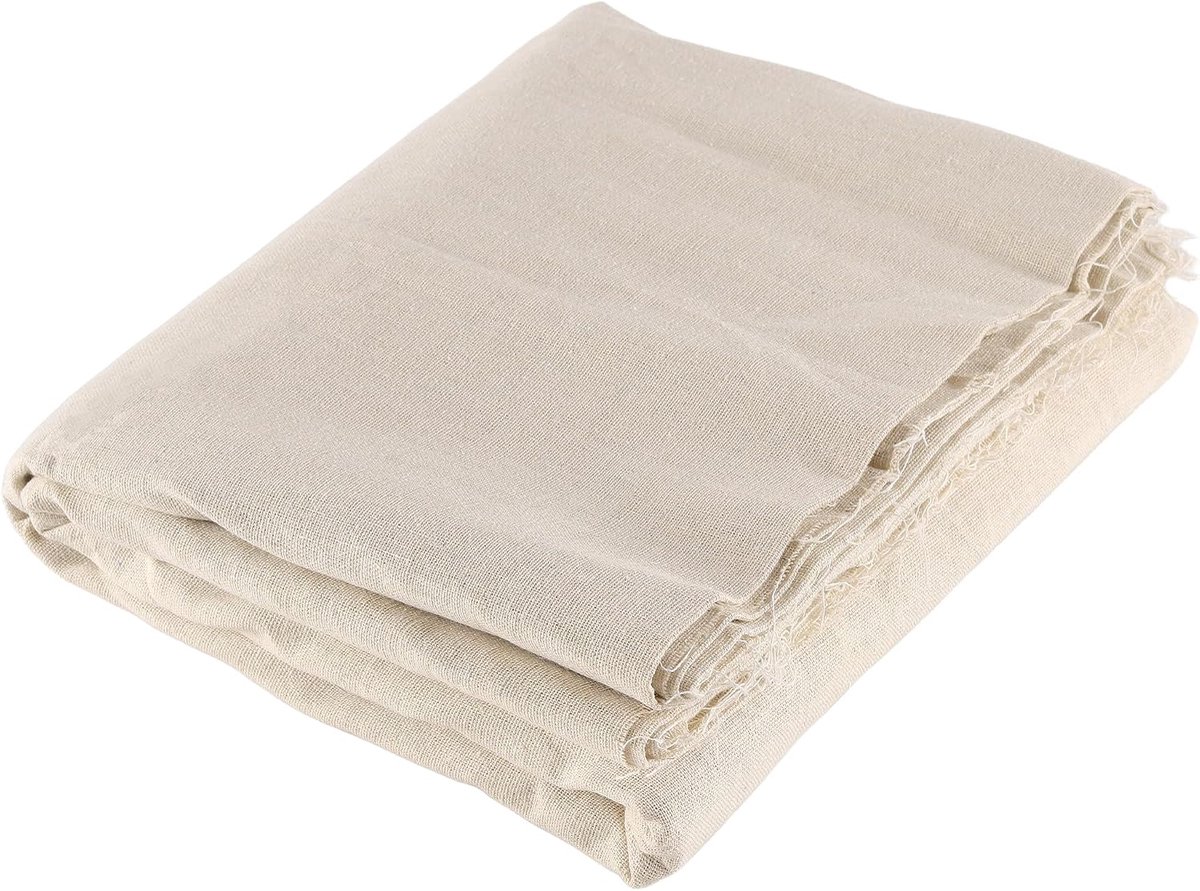 Stof per meter beige, 150 cm breed x 3 m lang linnen borduurstof, stoffen om te naaien voor huishoudtextiel, gordijnen en tafelkleden