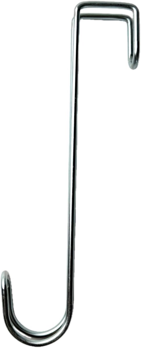 Sterke metalen haak voor stal en boxdeur, robuuste universele haak om op te hangen zonder boren, zilveren stalhaak voor bries, emmers en rijsportaccessoires (26,5 cm)