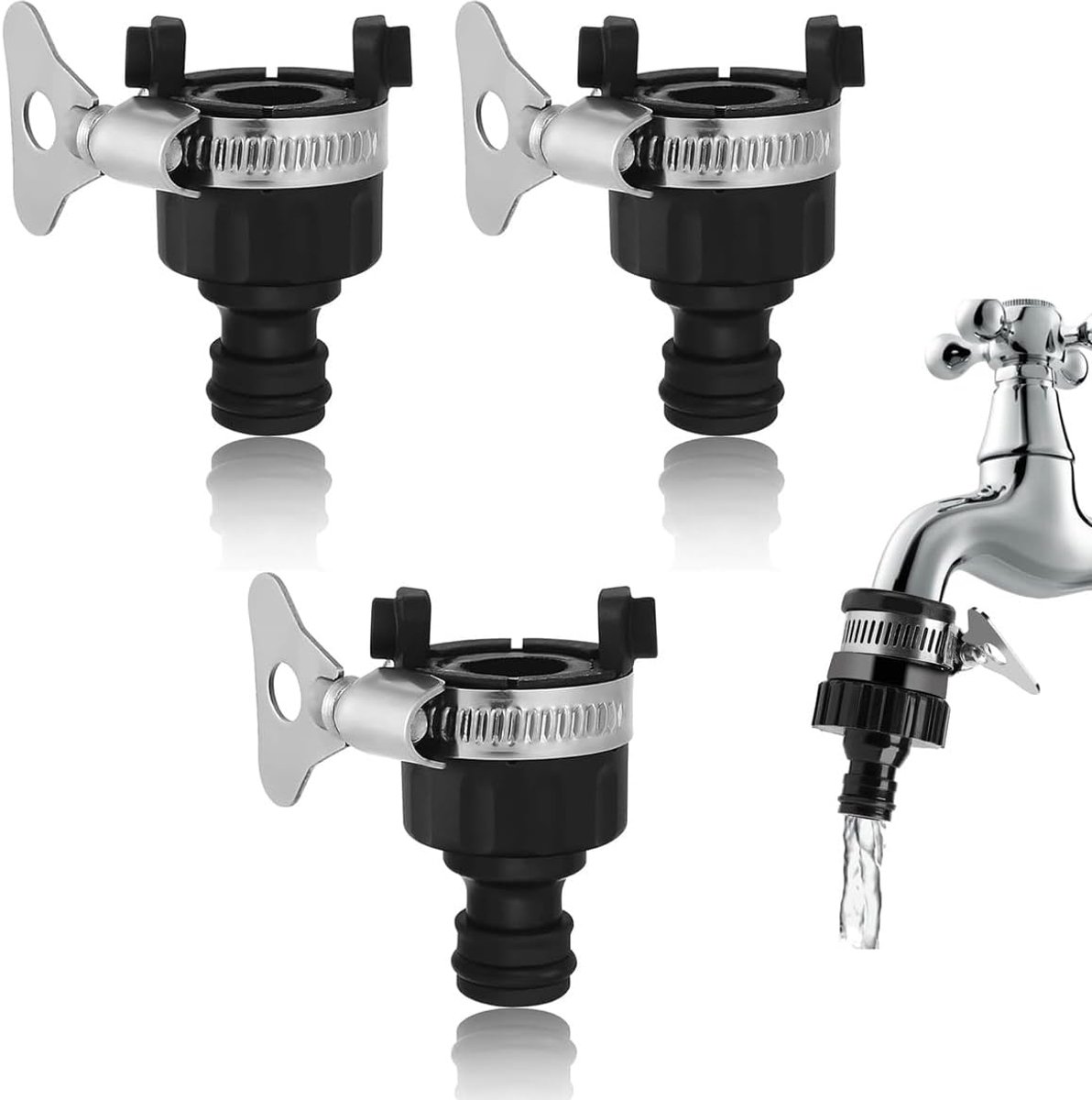 adapter voor waterkraan, 16 mm, aansluiting voor keukenslang met metalen handgreep, universele aansluiting voor waterkraan, aansluiting voor waterinlaat, voor tuin, keuken, badkamer