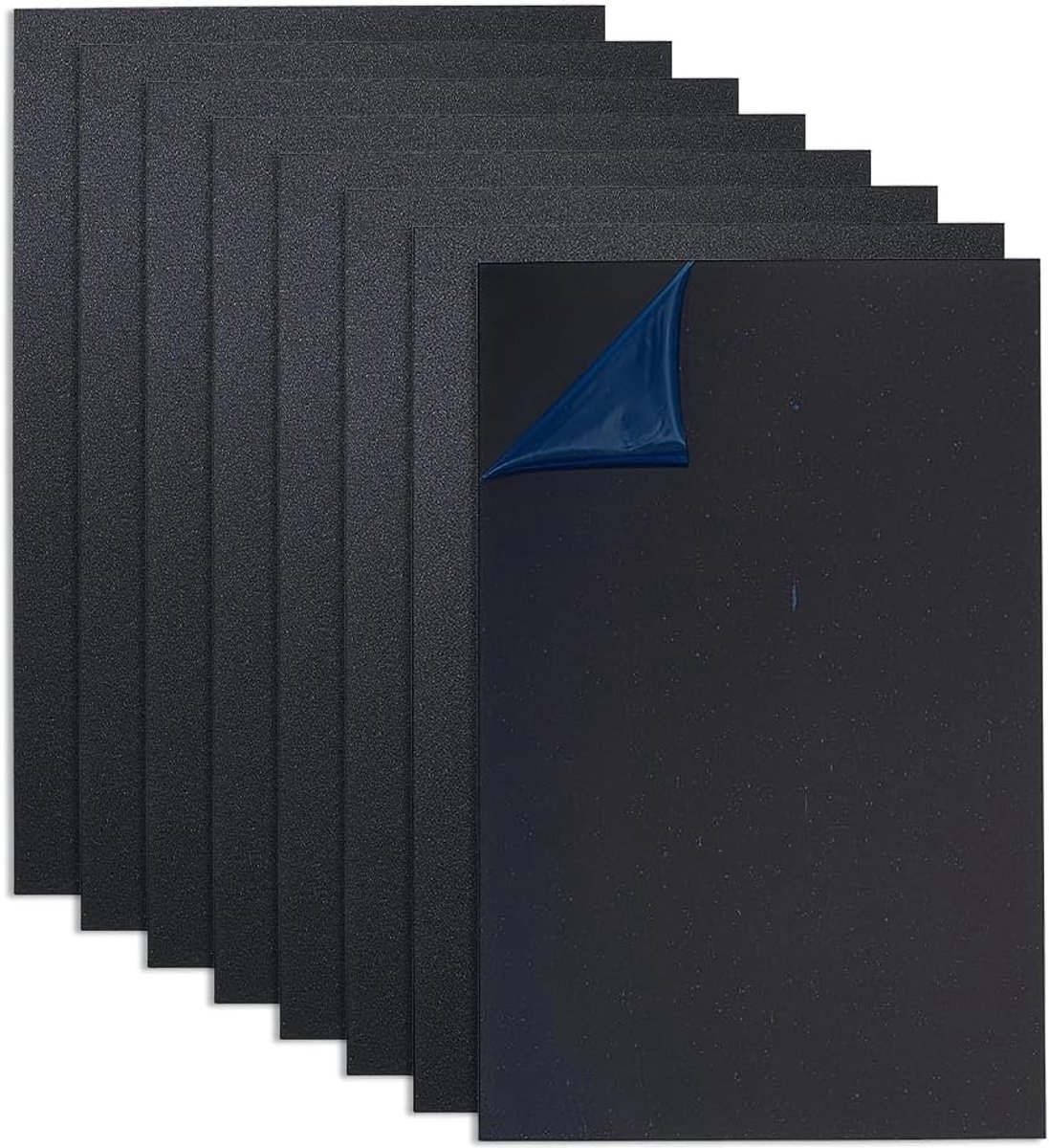8 stuks ABS kunststof platen, 30 x 20 cm, zwart mat gestructureerd oppervlak, 1 mm dik, grote zwarte kunststof platen, thermoformplaat, ABS-matplaat voor doe-het-zelf modelbouwprojecten