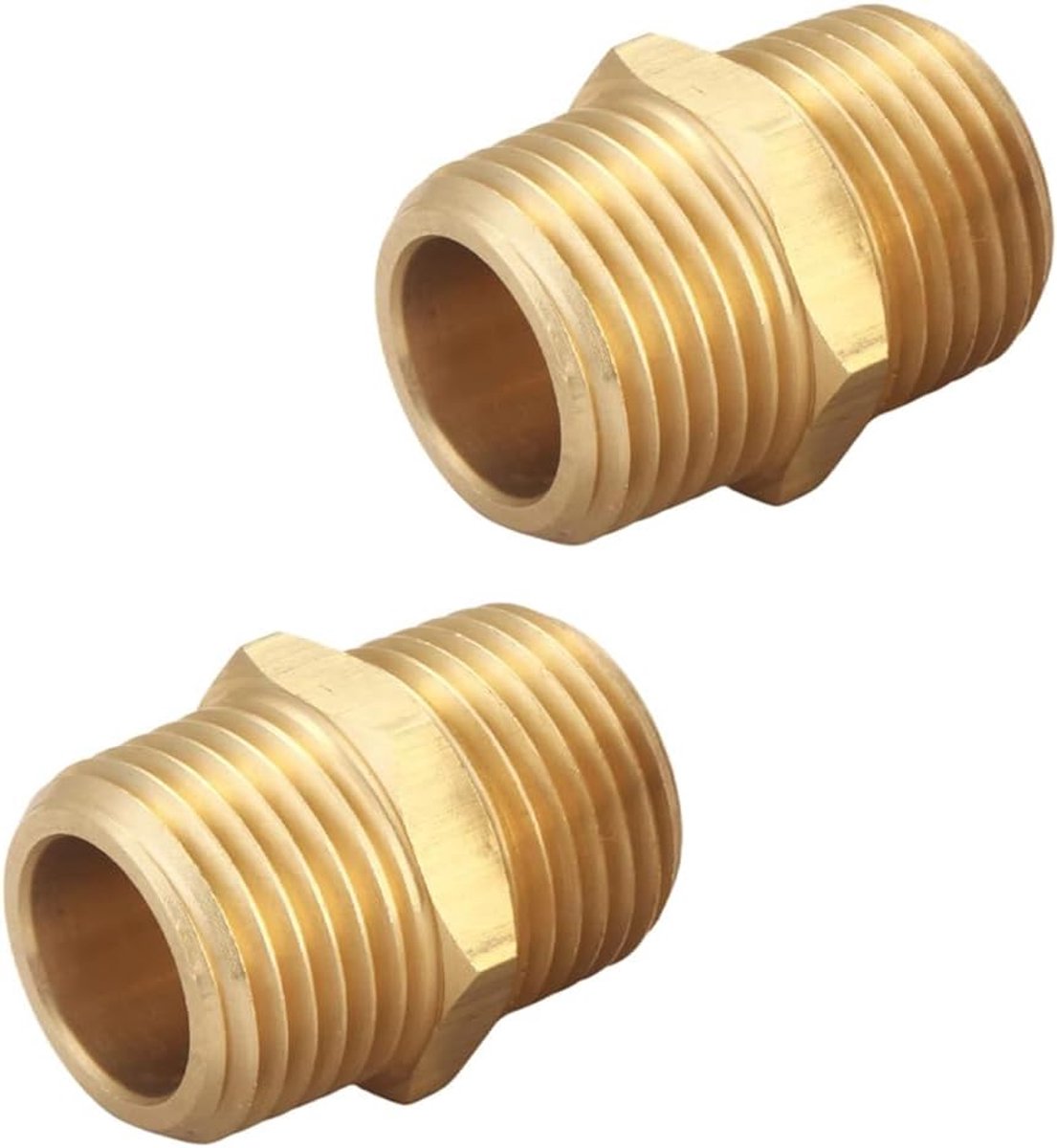 [2 stuks] Messing dubbele nippel - 3/4" AG, buitenschroefdraad Ø26,5mm, geschikt voor drinkwater, sanitairaansluitstukken, accessoires voor waterleidingen