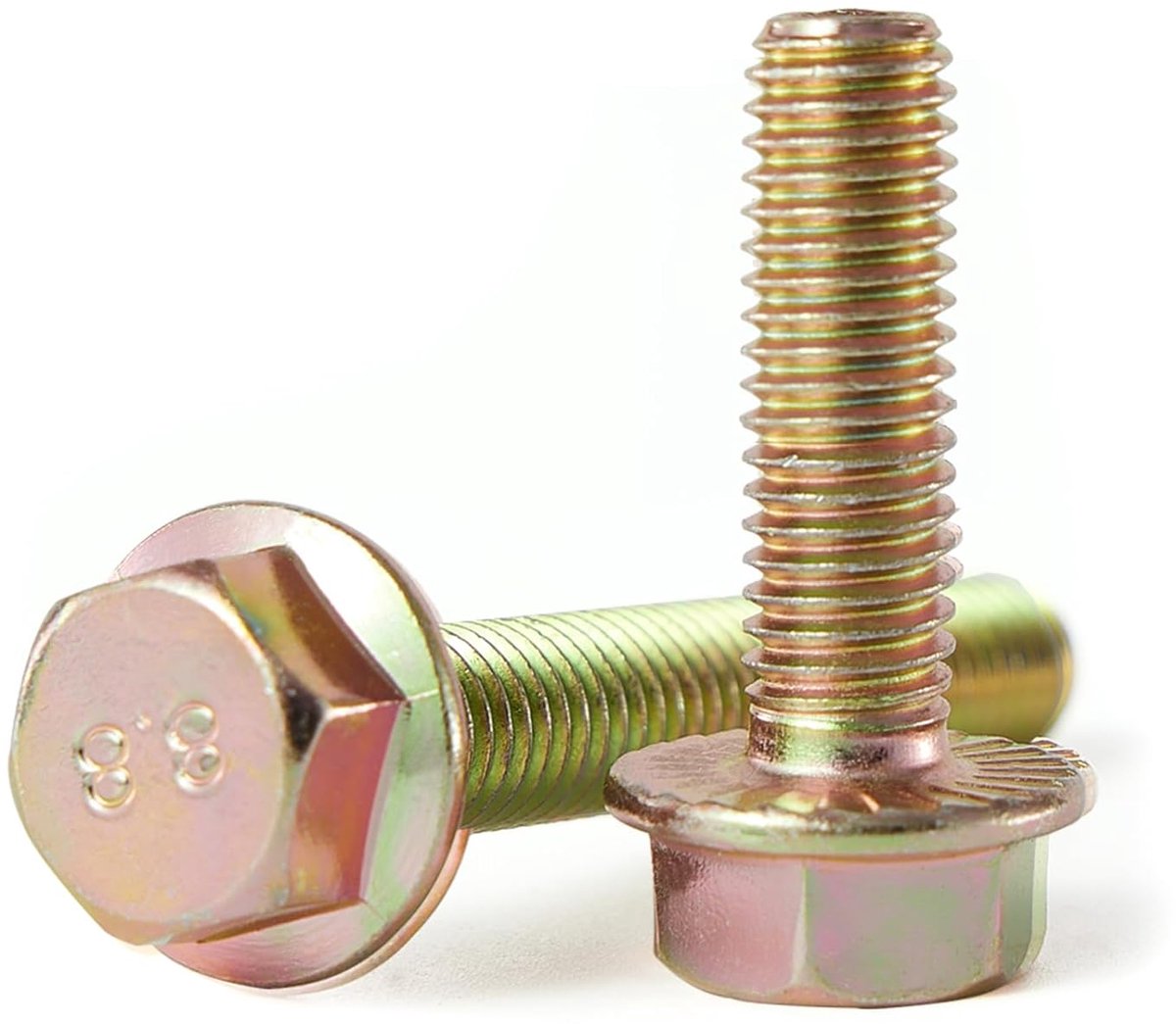 x 20 mm, 10 stuks, flenszeskantschroeven, klasse 8,8, geel verzinkt, zeskantschroeven met binnenzeskant, metrische volledige schroefdraad