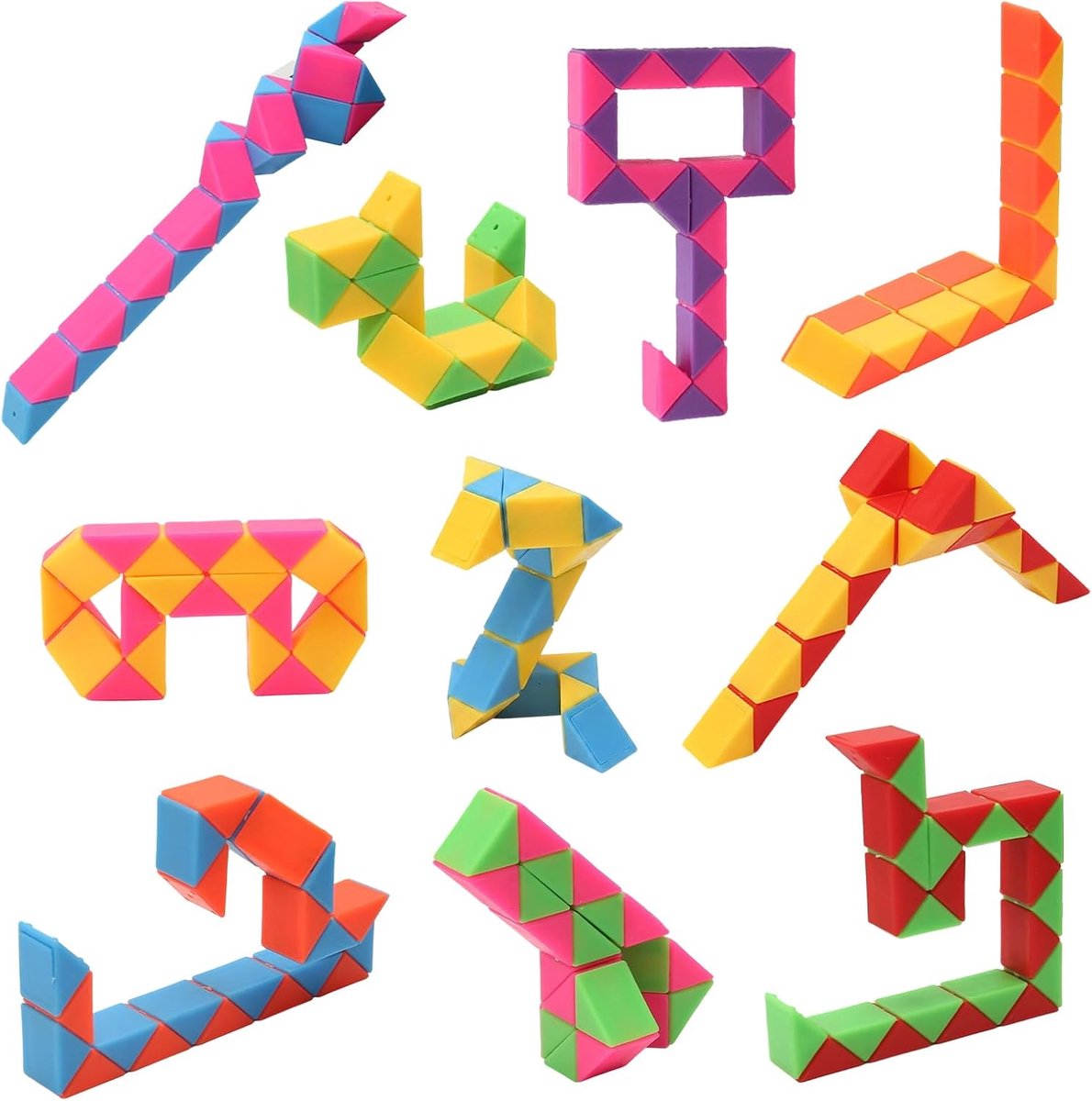 slang, 10 stuks, 24 segmenten, Magic Snake Cube, puzzel voor kinderen, cadeaus voor verjaardag, kinderen, school en verjaardag, educatief speelgoed voor het vullen van piñata en