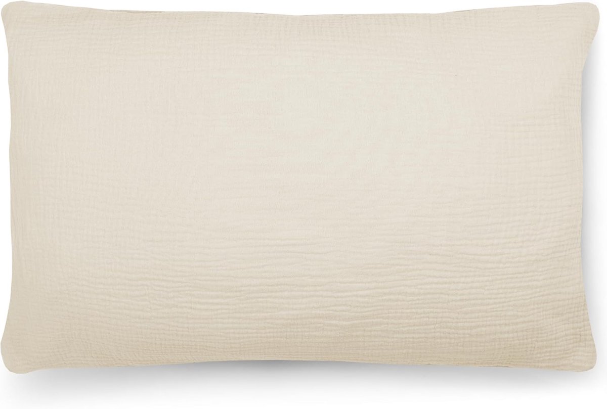 Bio-mousseline kussensloop voor kinderen en volwassenen, zacht, GOTS-certificering, Oeko-Tex, gemaakt in de EU, kussensloop met ritssluiting, crème 1, 60 x 70 cm