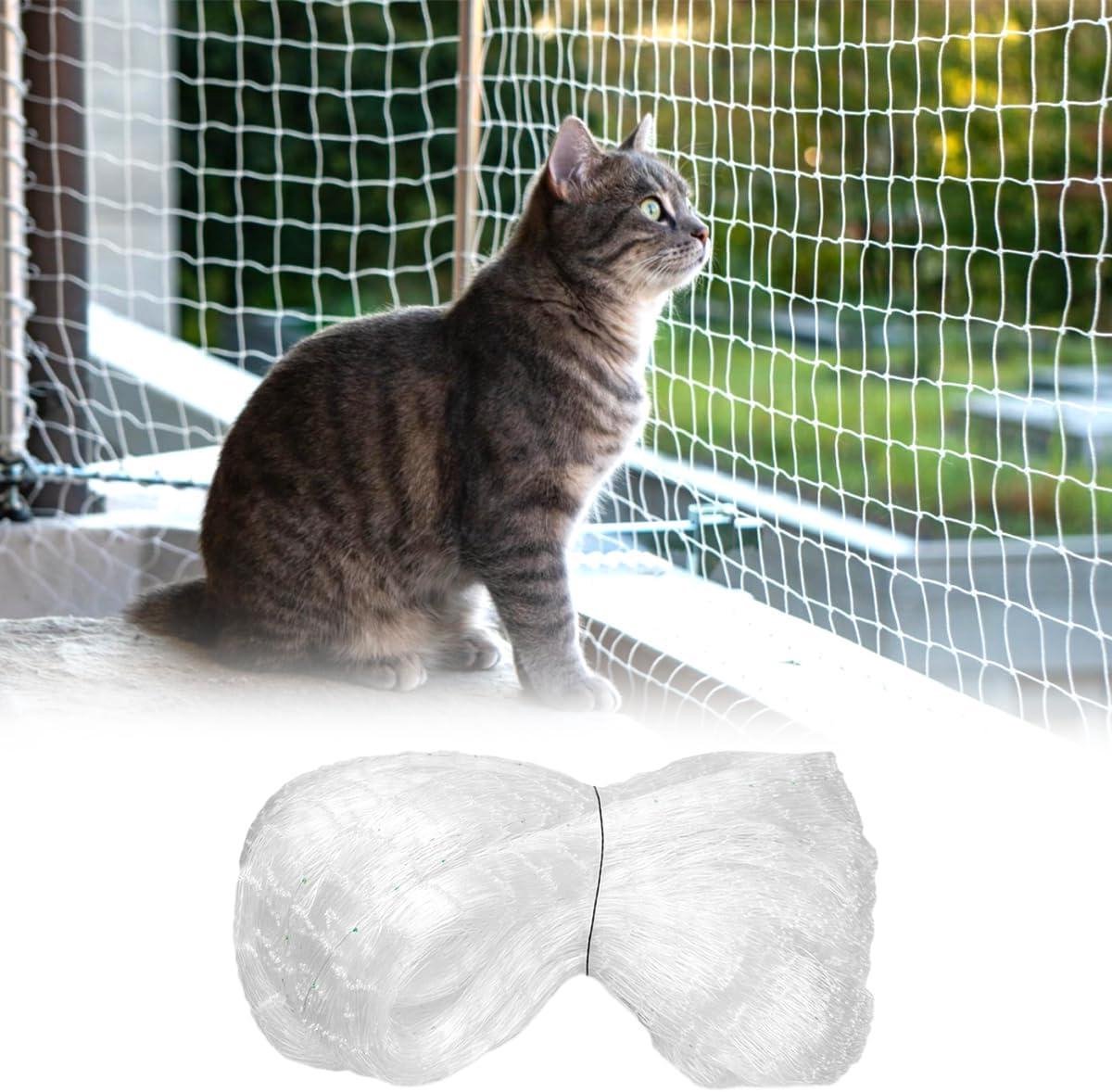 Kattennet voor Balkon - Huisdierbeveiliging - Veilig Buiten - Zonder Boren - 6 x 3 Meter - Wit