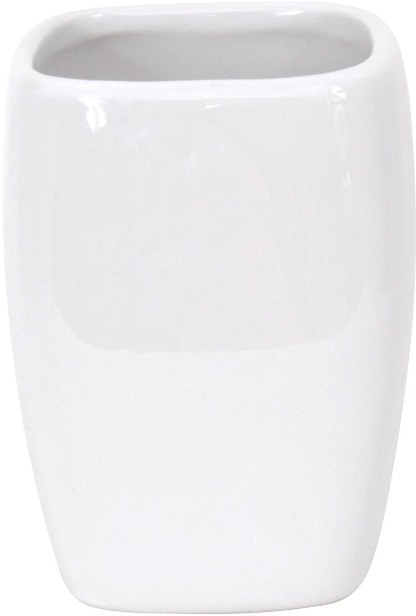 MSV Classic Tandenborstelhouder – Tumbler Badkamer voor Tandenborstel en Tandpasta – Vochtbestendig en Eenvoudig te Reinigen – 7x7x10 cm – Wit