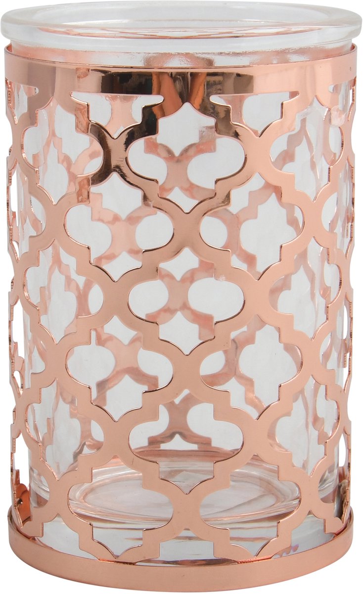 MSV LAYLA Tandenborstelhouder Beker – Badkamer Accessoires Borstelhouder en Tumbler Glas – Koperkleurig – 7,3 x 11,5 cm