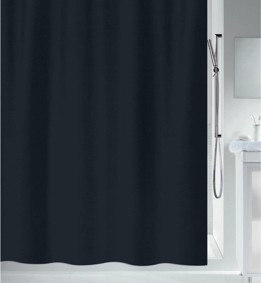 Spirella Douchegordijn Zwart – Badkamergordijn van Polyester – Douchegordijnen 120x200 cm