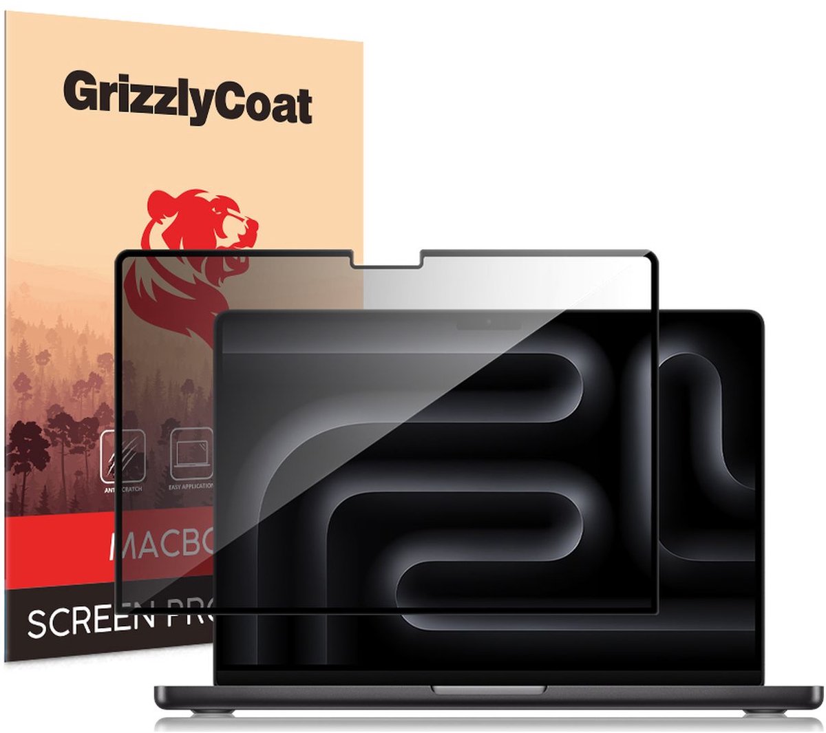 GrizzlyCoat Screenprotector geschikt voor Apple MacBook Pro 16 Inch (2021-2026) | GrizzlyCoat Screenprotector Privacy Folie - Case Friendly - Zwart