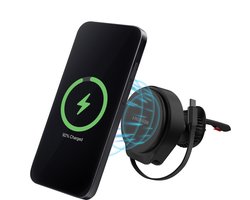 Mobilize Autohouder | Magnetische Qi2.2 Telefoonhouder Auto Ventilatierooster | Compatibel met MagSafe | Draadloos Opladen 25W | 1 Meter Uitrekbare USB-C Kabel | Zwart