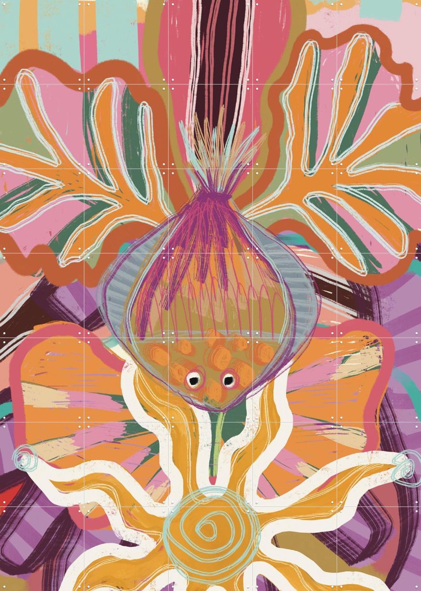 IXXI Wild Orchid, Lotte Snoek - 100 x 140 cm - Gratis ophangtool - Grote wanddecoratie en posters - Speels, Kleurrijk, Illustraties, Modern, Abstract