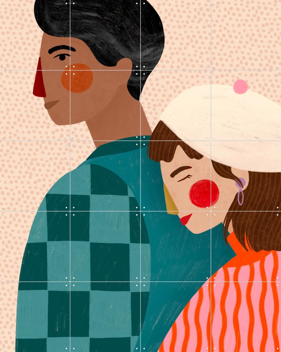 IXXI Bea Muller Be My Valentine, Bea Müller & Various - 80 x 100 cm - Gratis ophangtool - Grote wanddecoratie en posters - Speels, Modern, Kleurrijk