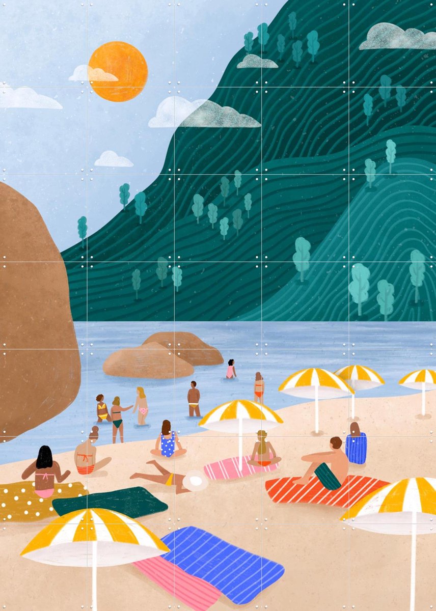 IXXI Sunkissed Retreat, Bea Müller & Various - 100 x 140 cm - Gratis ophangtool - Grote wanddecoratie en posters - Fantasierijk, Speels, Modern