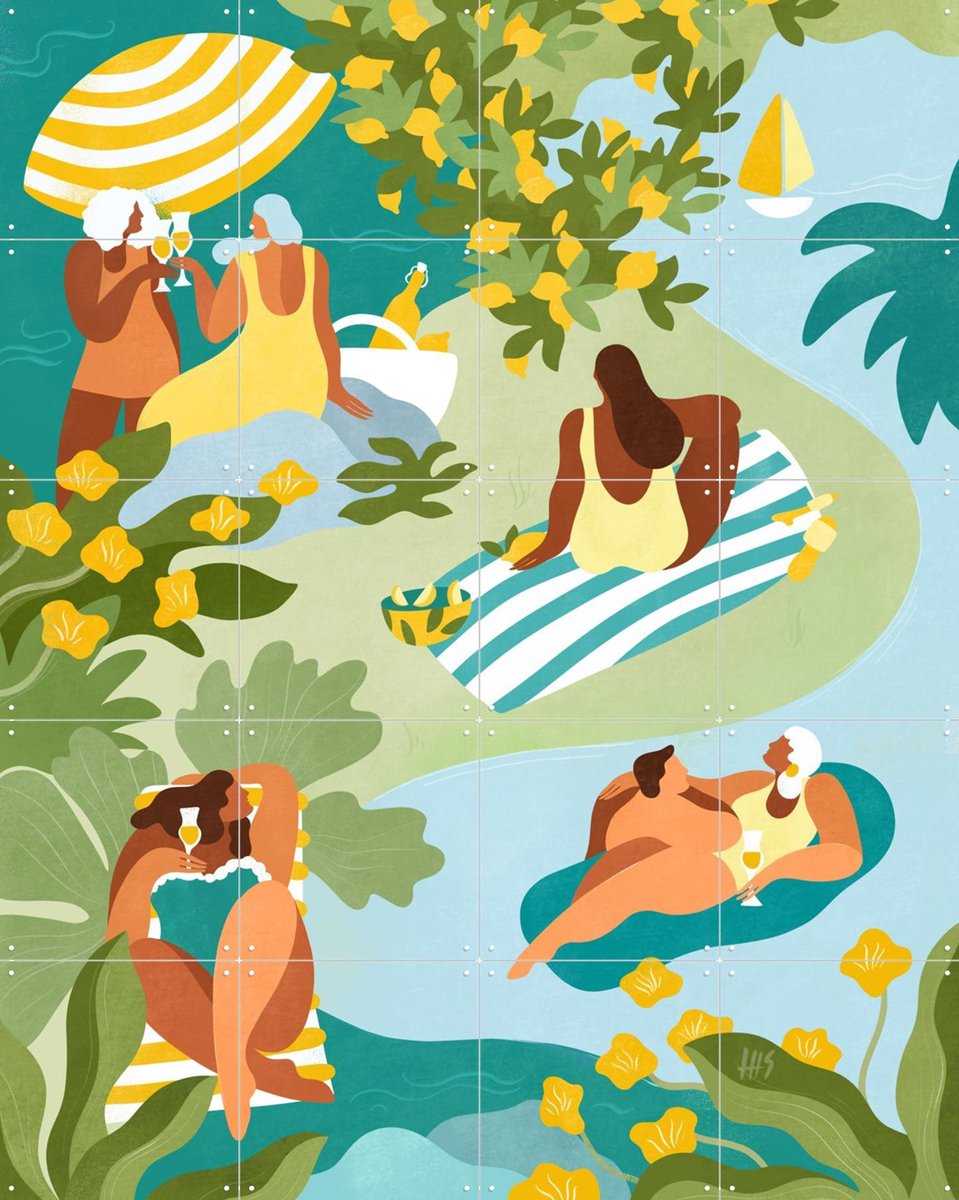 IXXI Seaside, Maggie Stephenson - 80 x 100 cm - Gratis ophangtool - Grote wanddecoratie en posters - Speels, Fantasierijk, Retro, Illustraties