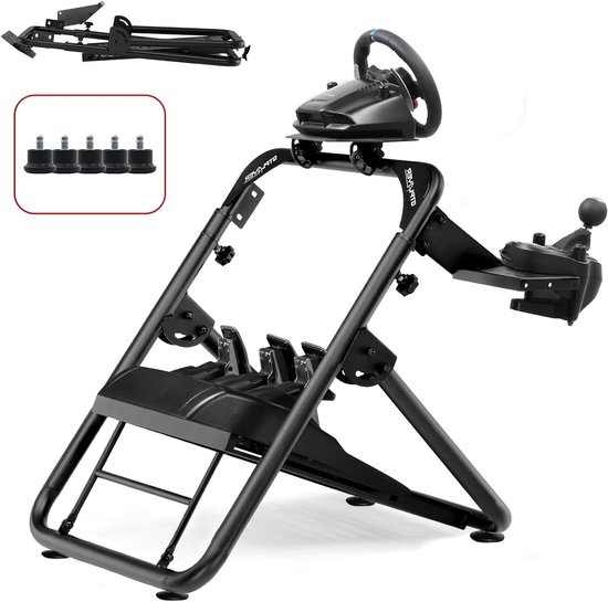 Stuurstandaard - Sim Racing Standaard - Race Simulatie - Meervoudig Verstelbaar - 65 x 54 x 63 cm - Zwart — afbeelding 2