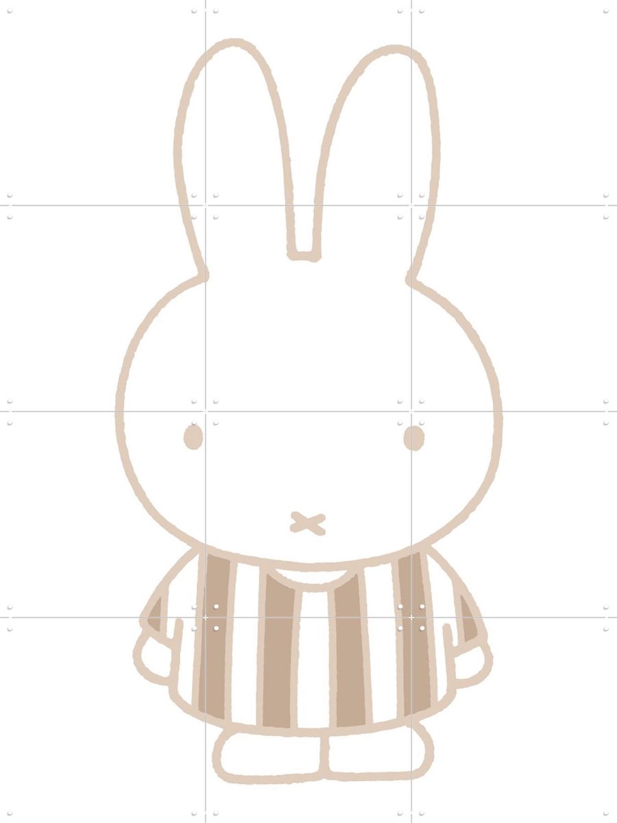 IXXI Nijntje Gestreepte Jurk - Beige, Nijntje - 60 x 80 cm - Gratis ophangtool - Grote wanddecoratie en posters - Illustraties, Cartoonesk, Babykamer