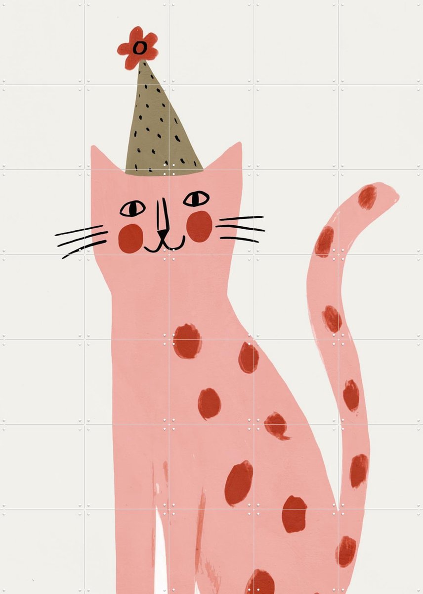 IXXI Happy Cat, Treechild & Various - 100 x 140 cm - Gratis ophangtool - Grote wanddecoratie en posters - Speels, Kleurrijk, Illustraties, Cartoonesk