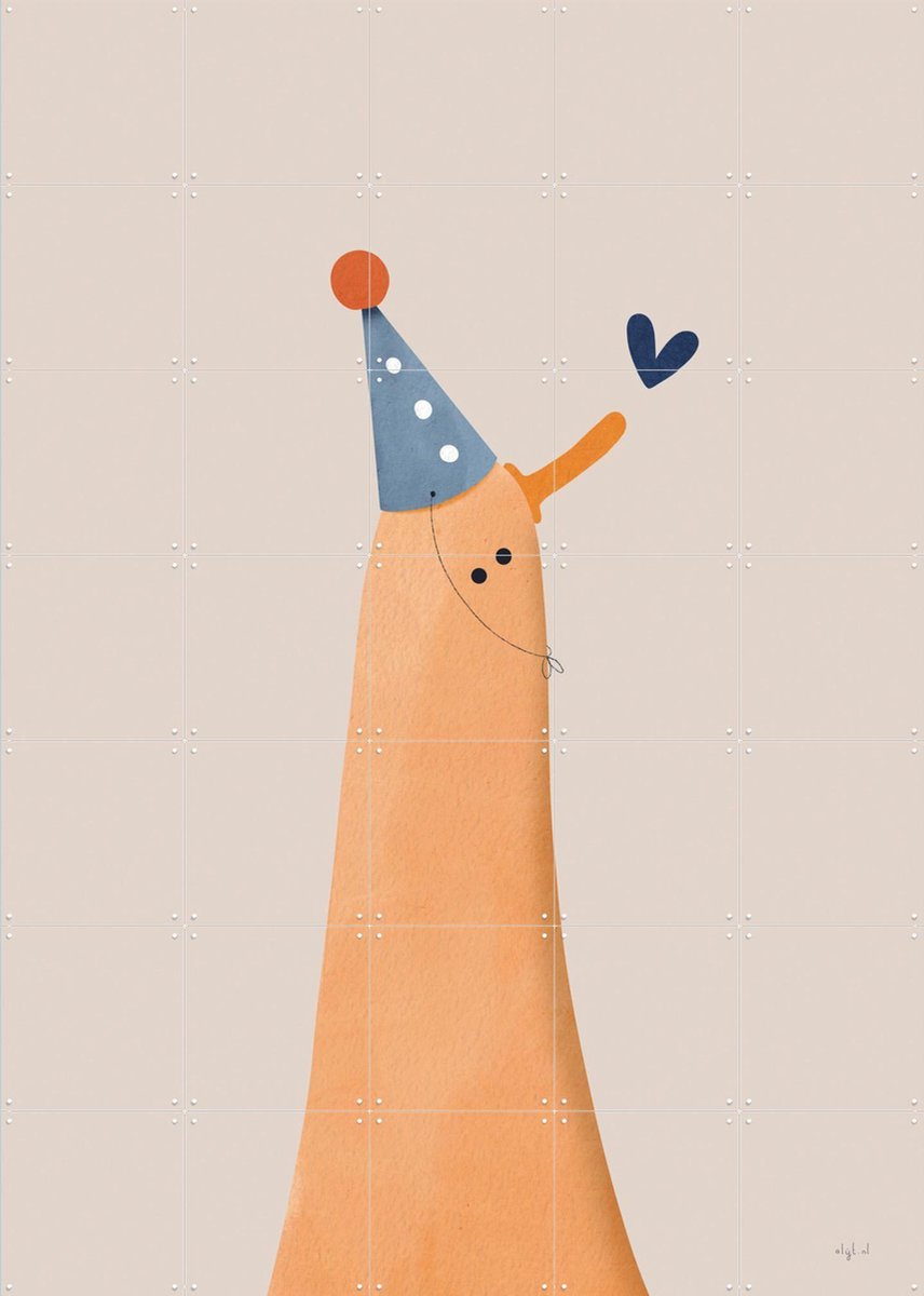 IXXI Feest eend, Alijt - 100 x 140 cm - Gratis ophangtool - Grote wanddecoratie en posters - Illustraties, Speels, Cartoonesk, Babykamer, Dieren