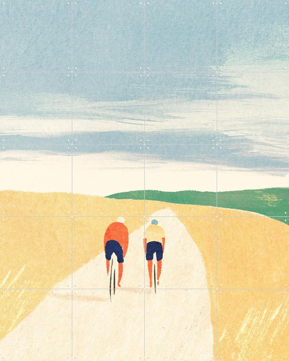 IXXI Cycle Buddies, Henry Rivers - 80 x 100 cm - Gratis ophangtool - Grote wanddecoratie en posters - Illustraties, Minimalisme, Digitale Kunst