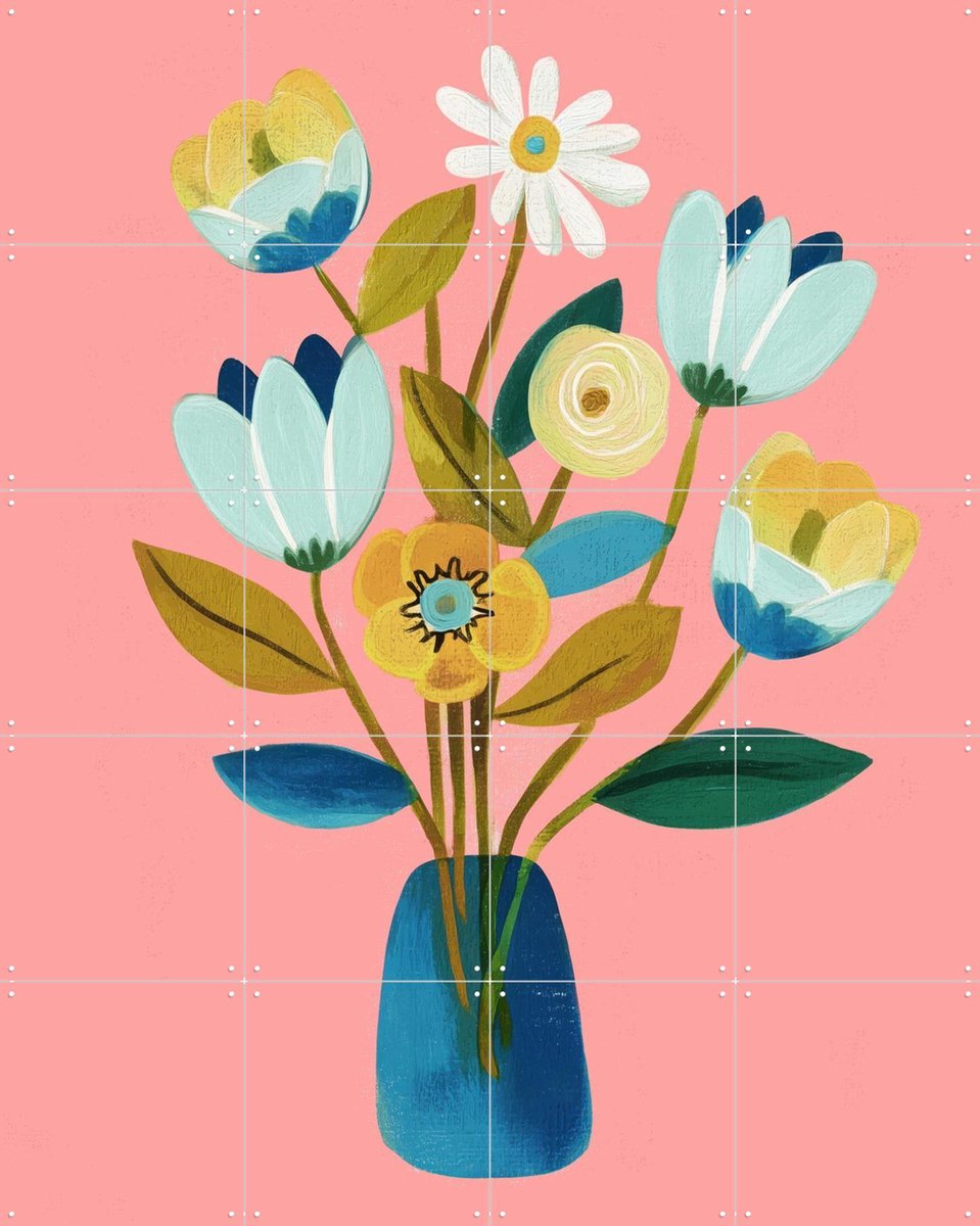 IXXI Pink Afternoon, Branka Kodžoman - 80 x 100 cm - Gratis ophangtool - Grote wanddecoratie en posters - Schilderijen, Kwaststreken, Woonkamer