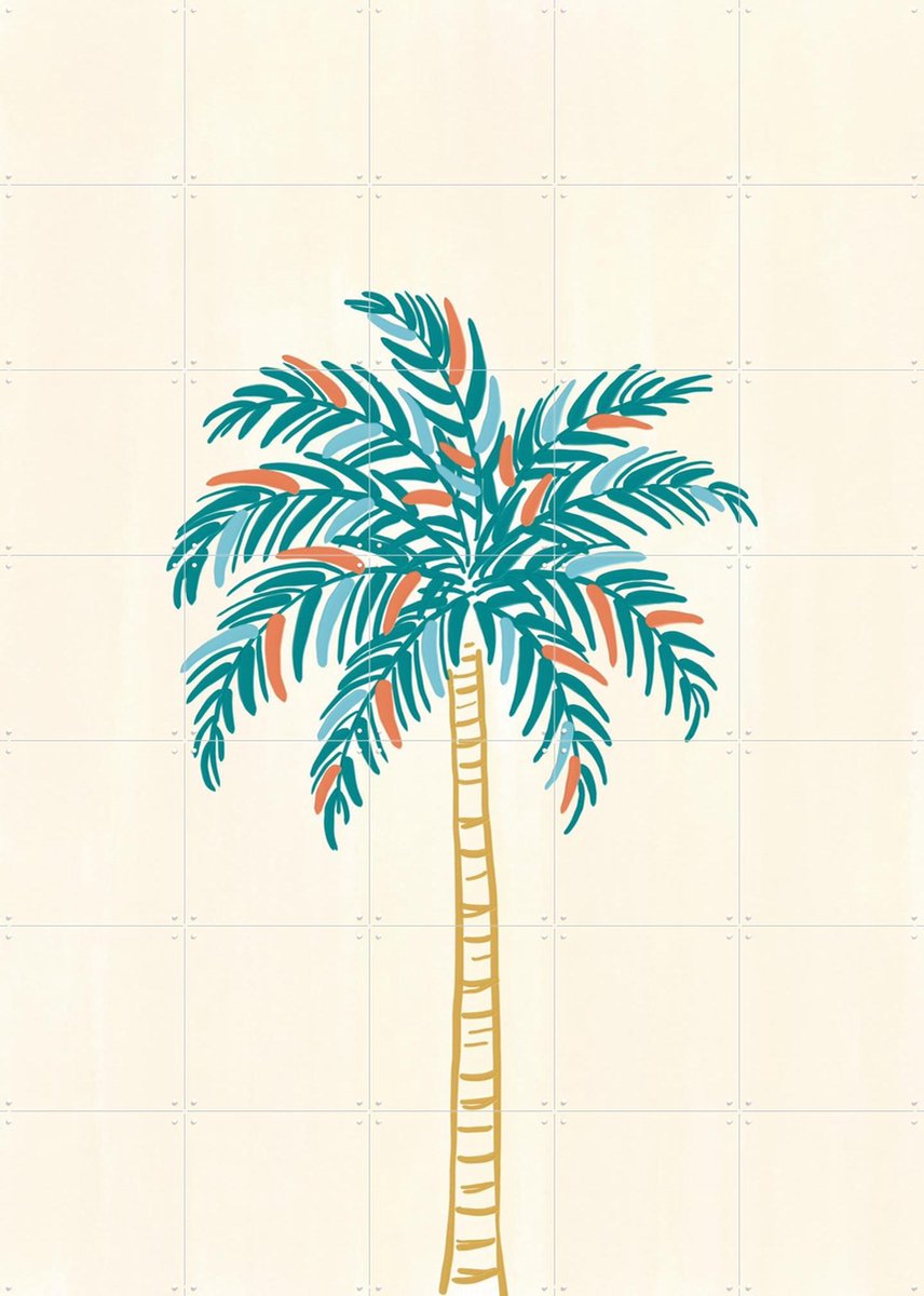 IXXI Palm Tree, Rio Soley & Various - 100 x 140 cm - Gratis ophangtool - Grote wanddecoratie en posters - Line art, Kleurrijk, Abstract, Woonkamer