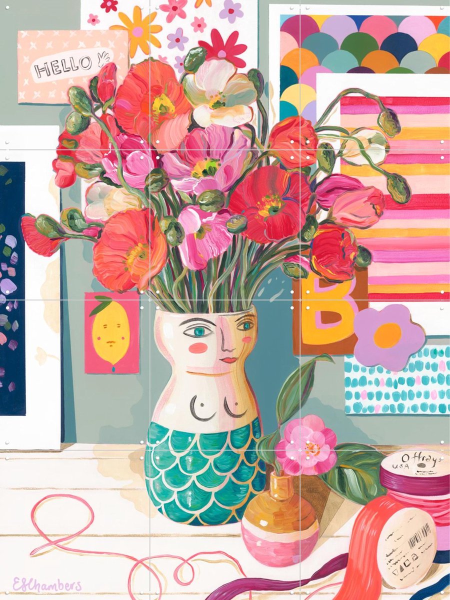 IXXI Mermaid And Miscellaneous, Libby Chambers - 60 x 80 cm - Gratis ophangtool - Grote wanddecoratie en posters - Modern, Illustraties, Speels