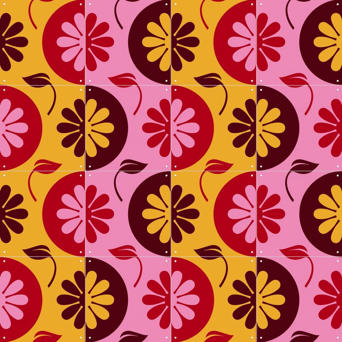 IXXI Floral DNA Pattern 4, Alejandro B. Canoy - 80 x 80 cm - Gratis ophangtool - Grote wanddecoratie en posters - Speels, Retro, Woonkamer, Eetkamer