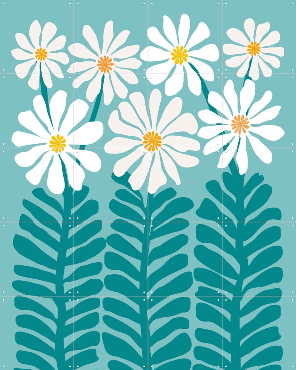 IXXI Daisy Floral, Kristian Gallagher & Various - 80 x 100 cm - Gratis ophangtool - Grote wanddecoratie en posters - Speels, Fantasierijk