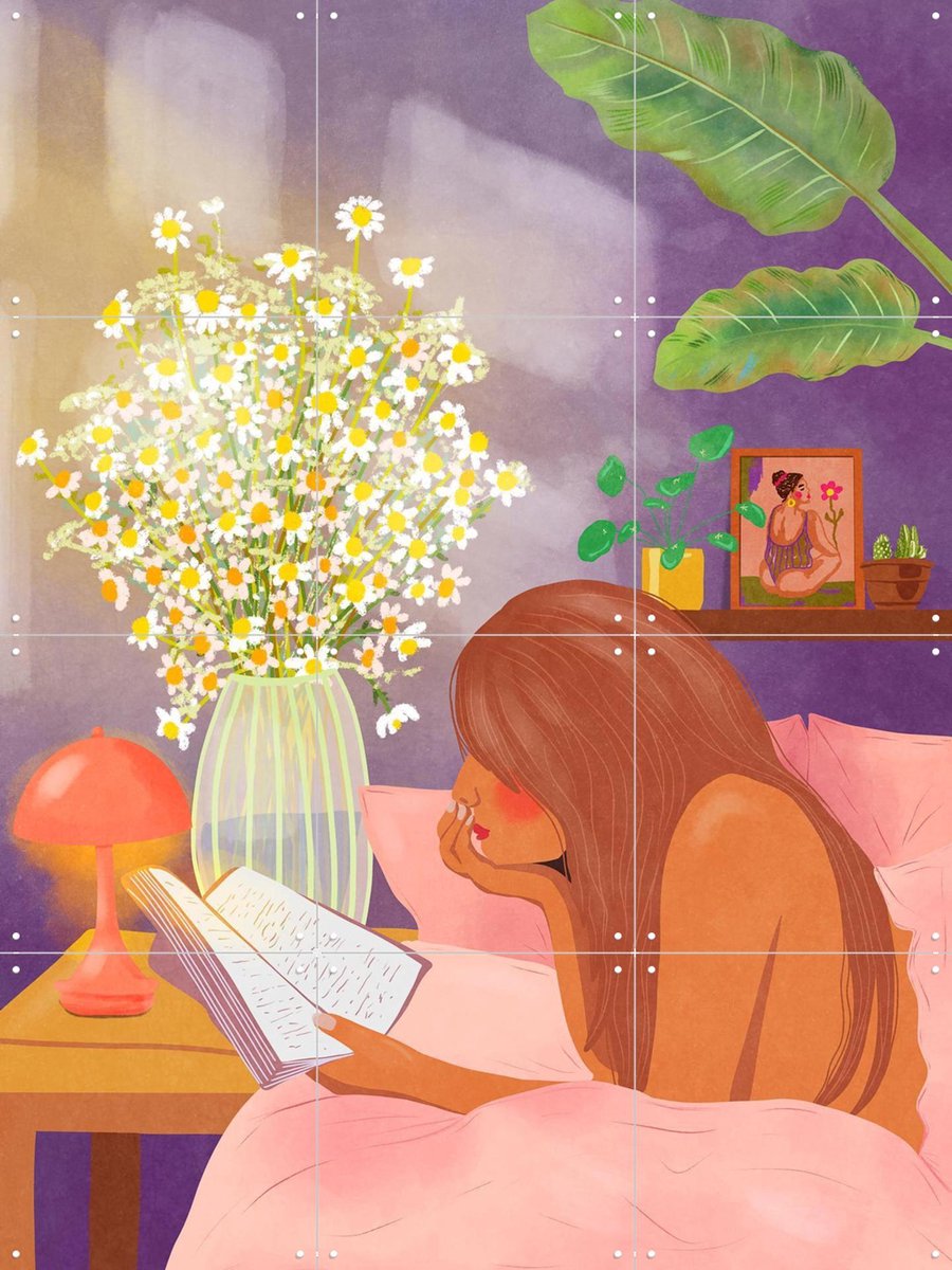 IXXI Lazy Sunday Mood, Raissa Oltmanns - 60 x 80 cm - Gratis ophangtool - Grote wanddecoratie en posters - Speels, Illustraties, Kleurrijk, Digitale